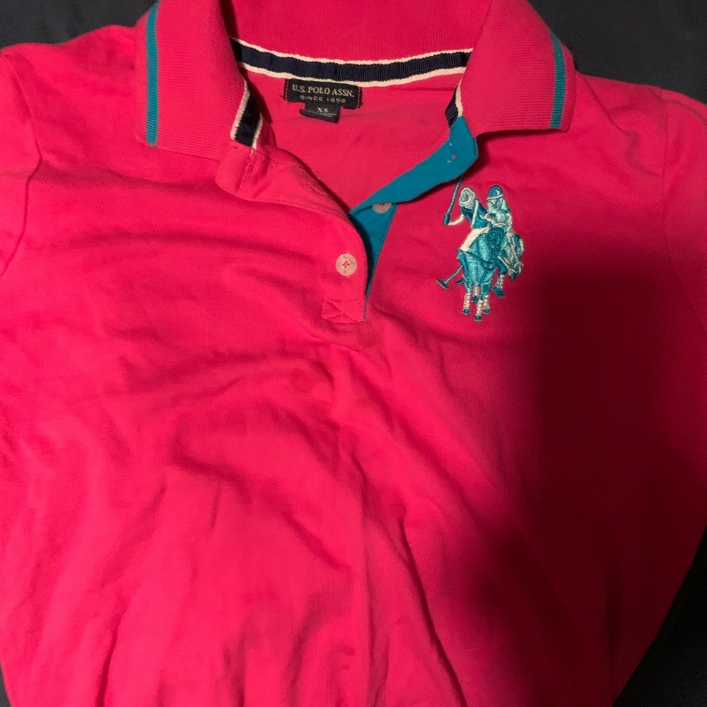Hot pink v neck tee shirt
